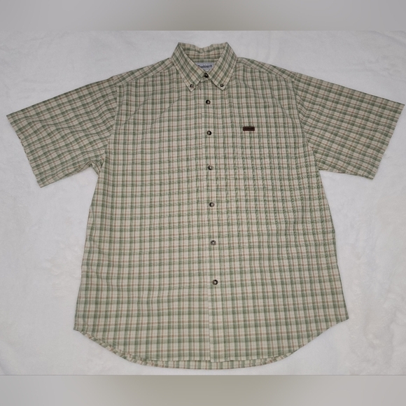 Carhartt Casual Green and Cream Button Down Shirt - Picture 1 of 8